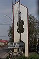 The monument at the entrance to Reghin, welcoming people