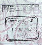 A UK passport stamp issued in Paris