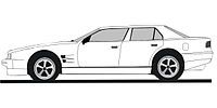 A sketch showing the side profile of the Lagonda Virage saloon