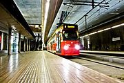 Tramtunnel with wooden platforms