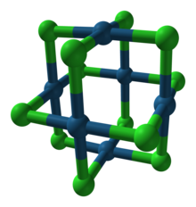 Ball-and-stick model of a Pt6Cl12 molecule in the beta polymorph of platinum(II) chloride