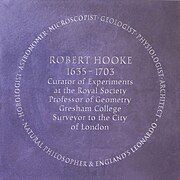 Stone recognising the work of Robert Hooke (2007)