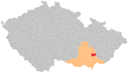 Location in the South Moravian Region within the Czech Republic