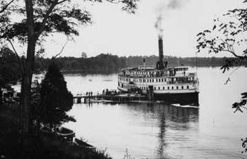 Steamboat arriving at St. Mary's College dock