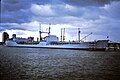 RFA Pearleaf (A77), recently returned from the Falklands Campaign with grey funnel cap and pennant number painted out. At Portsmouth Navy Day, August 1982.