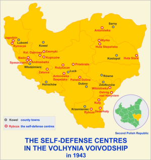 The self-defense centres in the Volhynia Voivodship in 1943