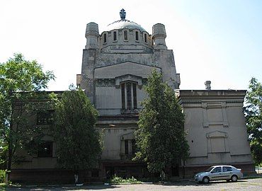 Mixed with Romanian Revival and Art Deco – Cenușa Crematory, mixing Egyptian Revival volumes and shapes with other styles, Bucharest, by Duiliu Marcu, 1925–1934