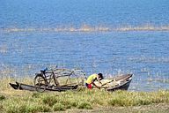 Fisherman at work in Hirakud Dam