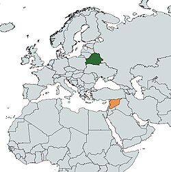 Map indicating locations of Belarus and Syria