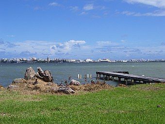 View of the San Juan Bay, Old San Juan, and Santurce from the Cataño shore