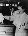 Prime minister Ngo Dinh Diem voting in the 1955 referendum