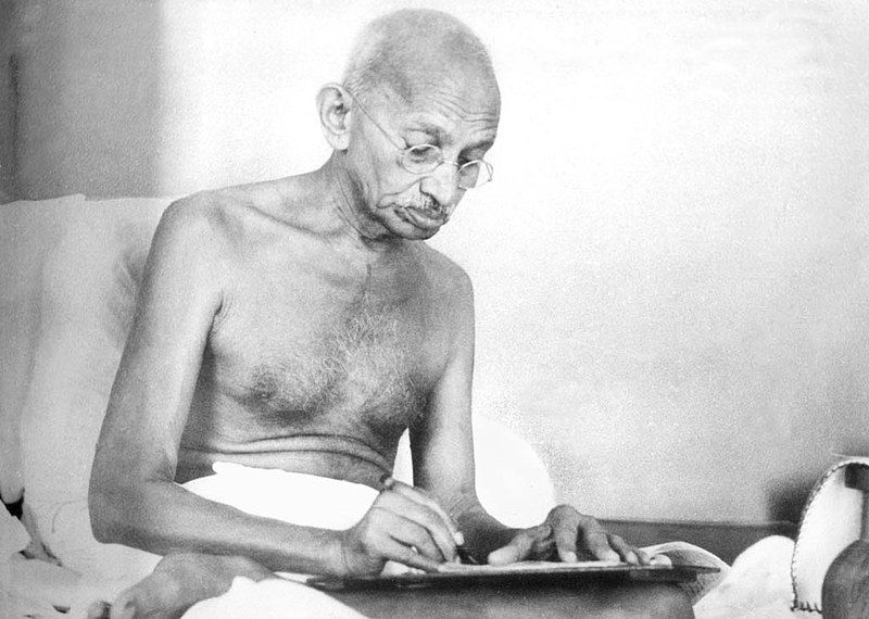 File:Gandhi writing Aug1942.jpg