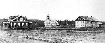 Pechenga Monastery, the headquarters of the British and Russian troops during the Finnish expedition of 1918. The facilities were occupied by Finnish troops in the 1920 expedition.