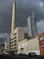 "No jobs on a dead planet" written on the former Spencer Street Power Station, 2007