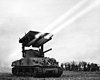 A T34 "Calliope" multiple rocket launcher being fired