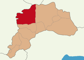 Map showing Yeşilova District in Burdur Province