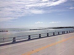 Gasparilla Sound and the defunct railroad trestle as seen from the center bridge