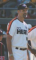 Grame Lloyd wearing a Perth Heat baseball uniform.