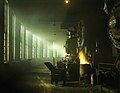 Steam locomotives of the Chicago & North Western Railway in the roundhouse at the Chicago rail yards, December 1942