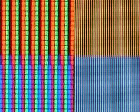 Tiny Red, green and blue sub-pixels (enlarged on left side of image) create the colors you see on your computer screen and TV.