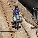 A bicyclist on the tracks in Hong Kong in 2013