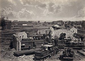 A roundhouse in Atlanta in 1866