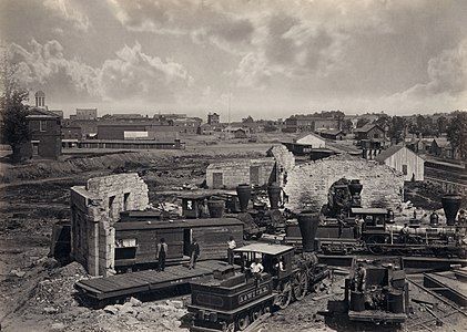 Atlanta roundhouse ruin at History of Atlanta, by George Barnard (edited by Durova)