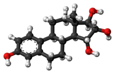 Ball-and-stick model of the estetrol molecule