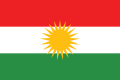 The third and current version of the flag, which was adopted by the Kurdistan Region in 1992[5] It is also used by the national Kurdish parties in Iran,[6] Turkey,[7] and Syria.[8]