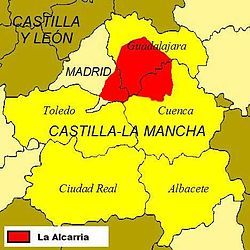 Map of the region overlapped with Castilla–La Mancha and the Community of Madrid