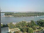 Birds view of Veliko ratno ostrvo (Lido to far left and Belgrade in background) from Zemun.