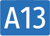 Motorway A13 shield}}