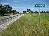 Sign for Burleigh on FM 331 north near FM 529