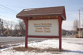 Great Flats entrance; the mall entrance can just be seen in the right hand background