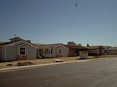 Houses under construction in Butte Court, Shafter, California