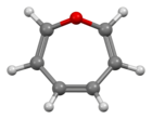 Ball-and-stick model of the oxepin molecule