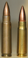 7.62×45mm cartridge (left) and 7.62×39mm cartridge (right).