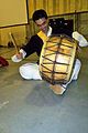 A South Korean airman playing a pungmul-buk