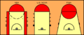 Different shapes of the Key in w:basketball: Left to right: w:NBA, w:NCAA, w:FIBA.