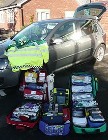 Typical of the pre-hospital equipment carried by LIVES doctors, including advanced life support equipment, life saving drugs and monitoring