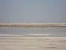 a salt flat extending into the distance