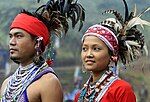 A couple in traditional dresses