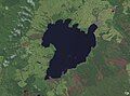 Image 47The scalloped bays indenting Lake Taupō's northern and western coasts are typical of large volcanic caldera margins. The caldera they surround was formed during the huge Oruanui eruption. (from Geography of New Zealand)