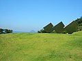 The garden at the Naoshima Fukutake Art Museum, using sculpture to imitate the form of island on the horizon