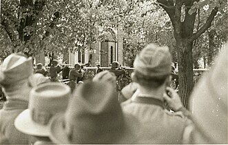 Onlookers watch as the firing squad prepared to open fire