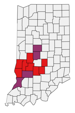 Location of teams in Western Indiana Conference