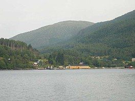 A fjord with hills beyond