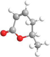 Ball-and-stick model of the parasorbic acid molecule