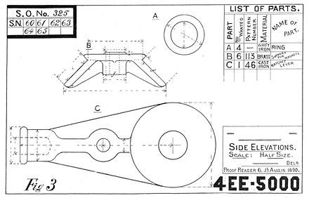 Technical drawing, 1891