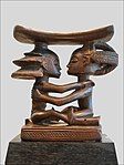 Headrest; by artists of the Luba people; 19th century; wood; height: 18.5 cm; Musée du quai Branly (Paris)[104]